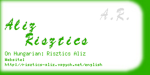 aliz risztics business card